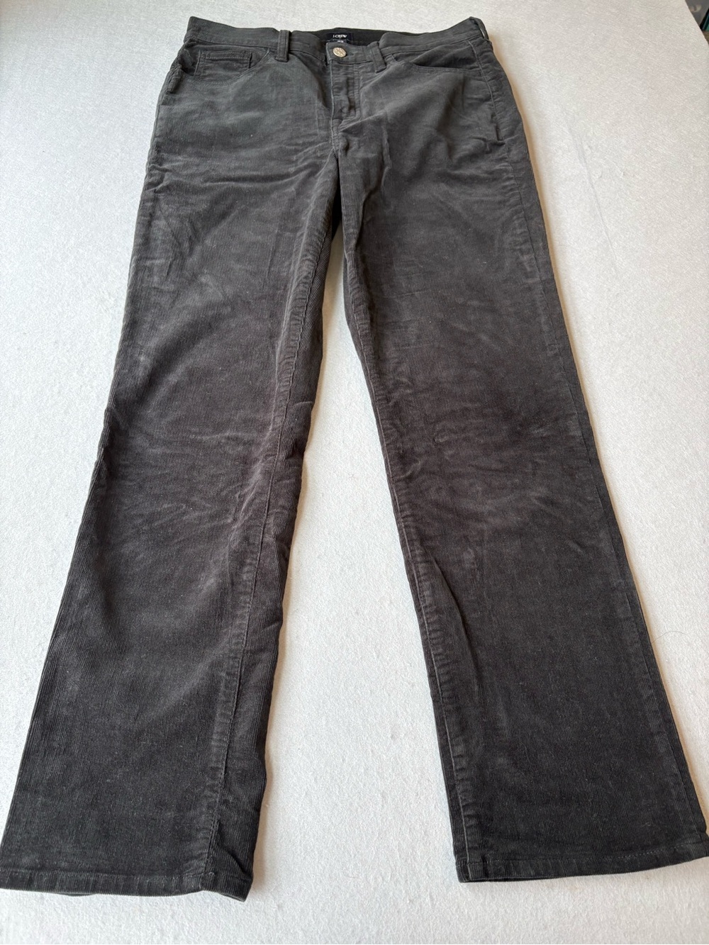 J Crew Black Corduroy Straight-Leg Pants Sz 29 Classic Chic Fall Pants